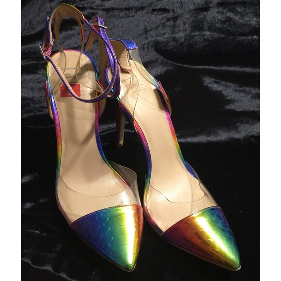 Women "INC"neon multicolored,pointed toe,4" heal strap, high heels Size 9.5M - Picture 1 of 9